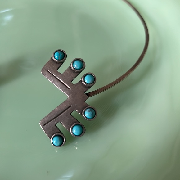 Silver & Turquoise Necklace Cuff Collar Choker - Picture 2 of 5